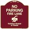 Signmission Designer Series-No Parking Fire Lane With Graphic Violators Booted Or Towed, 18" x 18", BU-1818-9962 A-DES-BU-1818-9962 - alternate 1